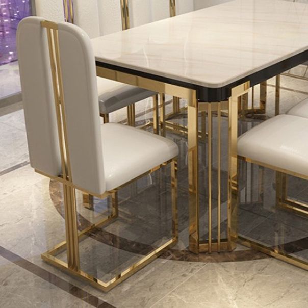 Contemporary Sintered Stone Rectangle Table Set 1/2/5/7/9 Pieces Dining Set for Home