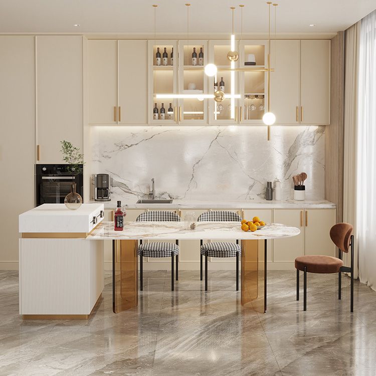 Modern Dining Table Sintered Stone Table with Acrylic Legs for Home Use