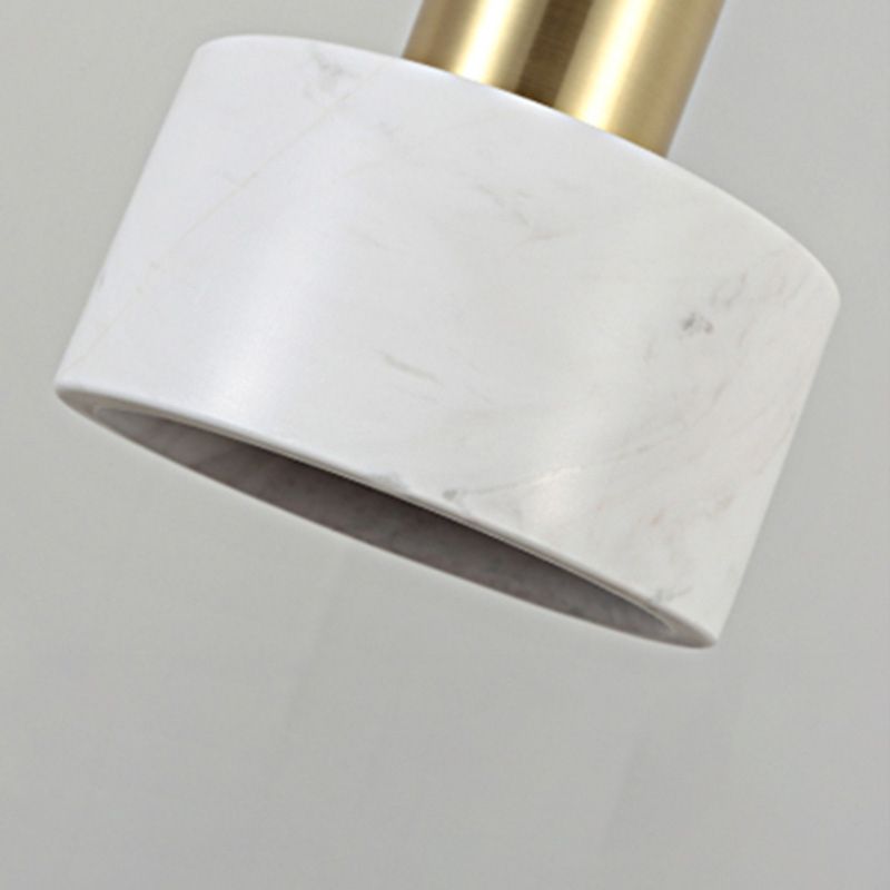 Drum Hanging Light Fixture Modern 1-Light Suspension Lamp with Stone Shade for Restaurant