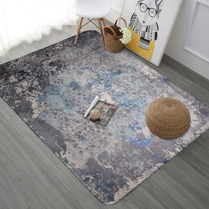 Creative Abstract Rug Multicolor Industrial Rug Polyester Pet Friendly Non-Slip Backing Washable Area Rug for Living Room