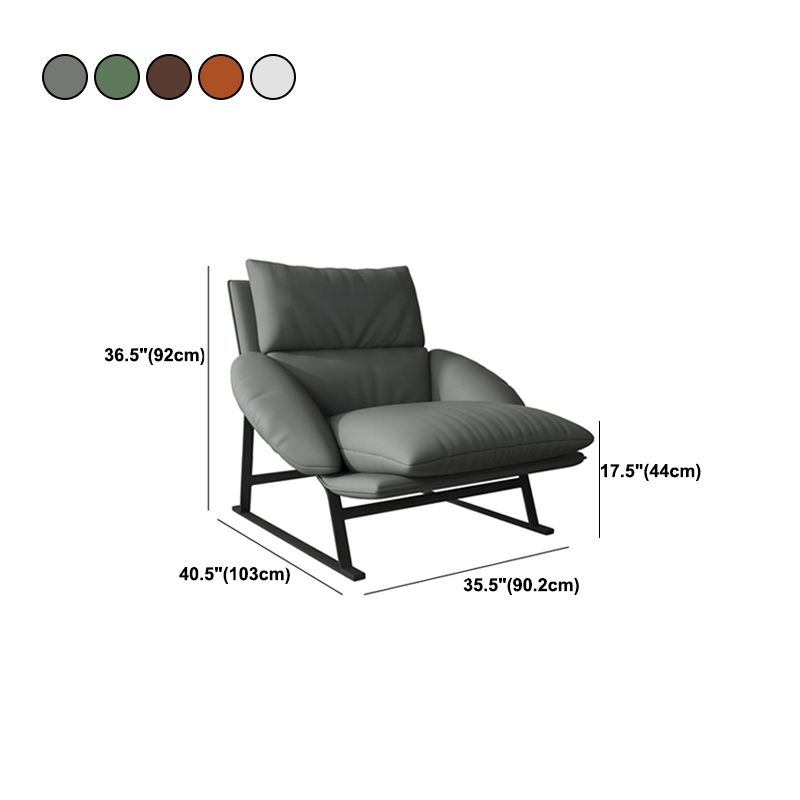 Contemporary 35.5"Wide Faux Leather Sewn Pillow Back Lounge Chair