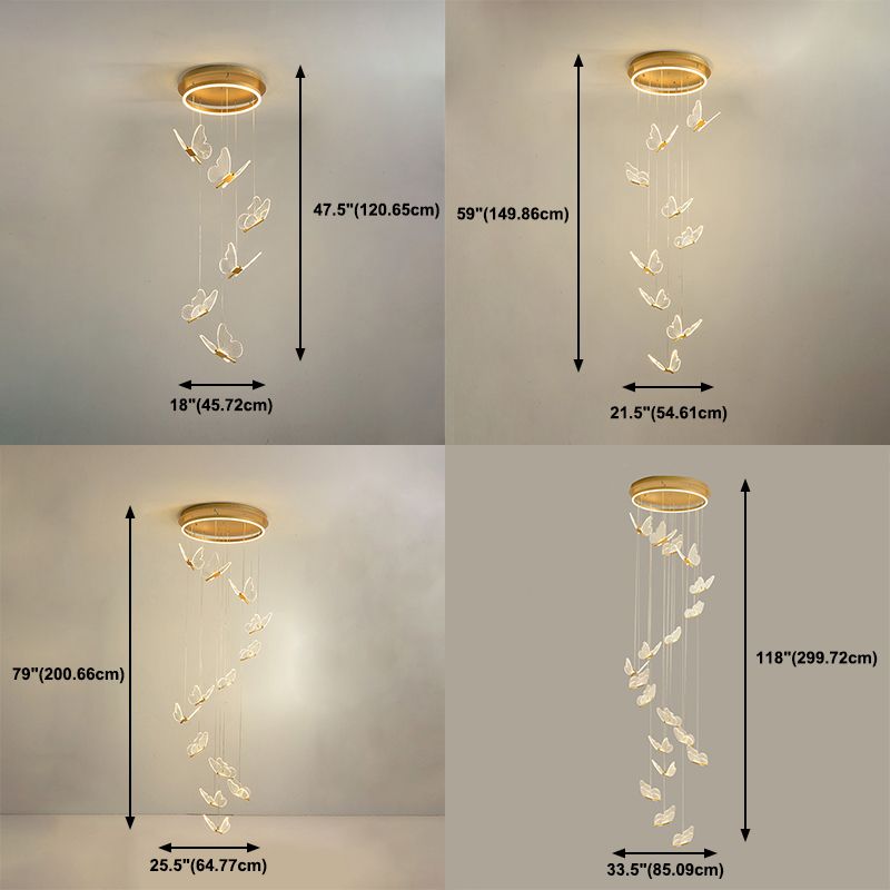 Zeitgenössischer Cluster -Anhänger Butterfly Arcylic Multi Pendant Light In Clear