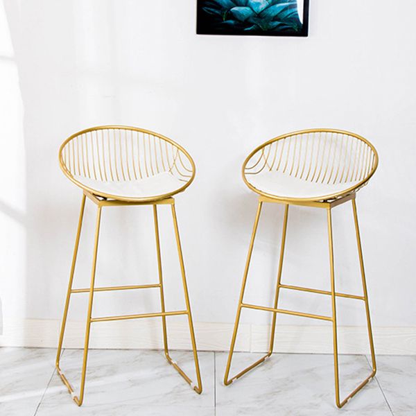 Glam Armless Backrest Counter Stool Iron Bar Stool with Footrest