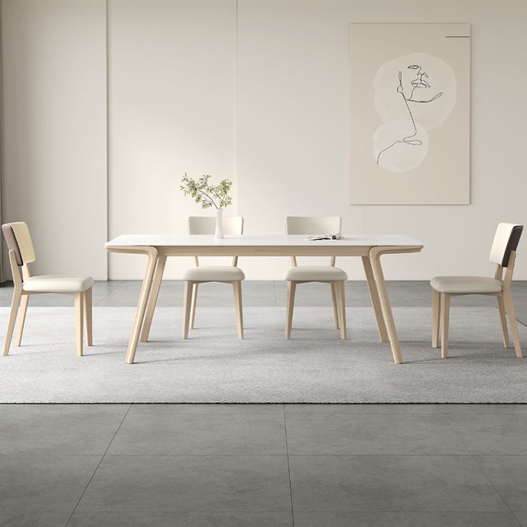 Solid Wood 4 Legs Dining Table Rectangle Dining Table for Dining Room