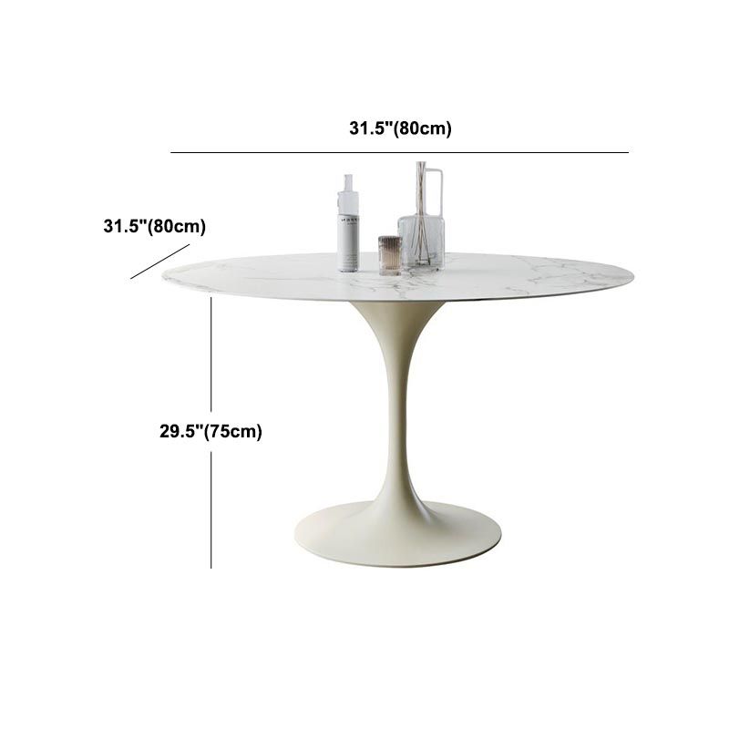 Stone Top Dining Table Modern Round Table with Pedestal Base