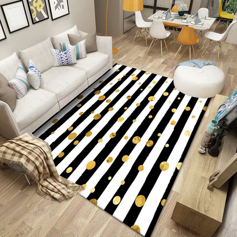 Modern Flowing Swirls Print Rug Polyester Carpet Stain Resistant Indoor Carpet for Living Room