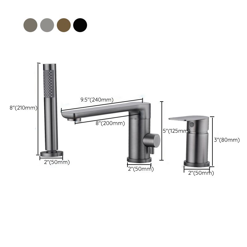 Deck Mounted Copper Roman Tub Faucet Low Arc Roman Freestanding Faucet
