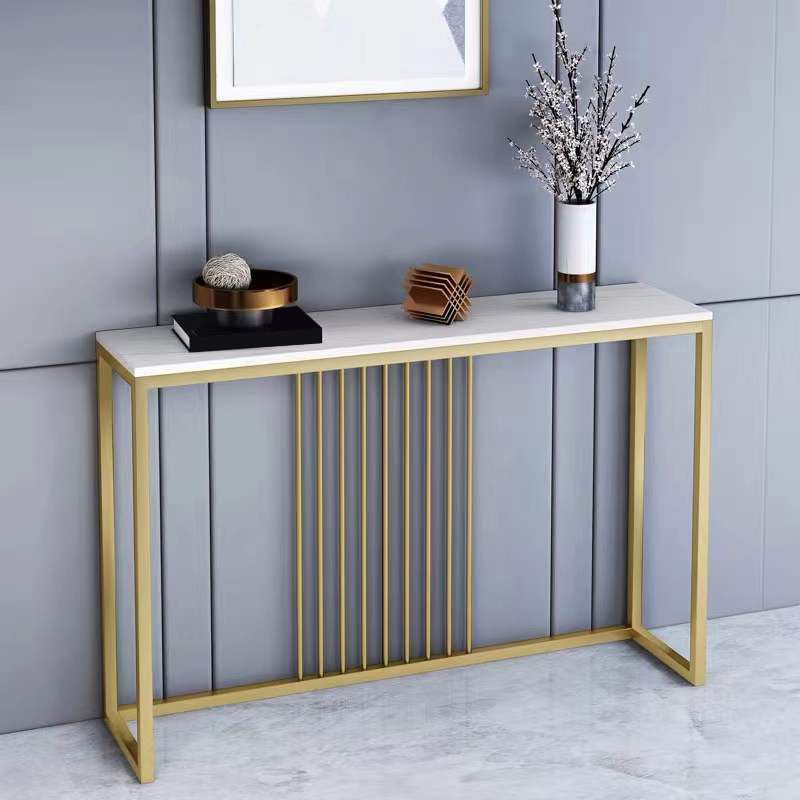 Contemporary Console Accent Table Rectangle Console Sofa Table in Stone