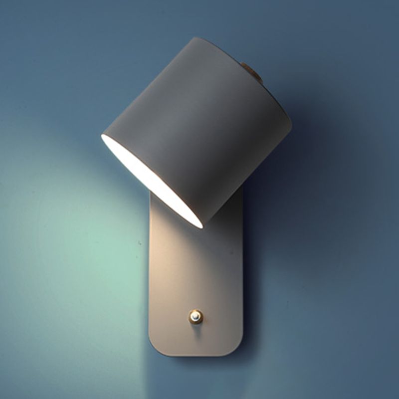 Nordic Style Colorful Wall Light Cylinder Shape Adjustable Wall Lamp for Bedroom