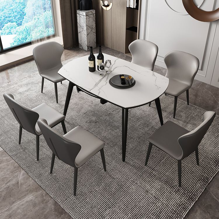 Simplicity ronde eettafel Witte gesinterde stenen tafel met 4 essen massief houten poten
