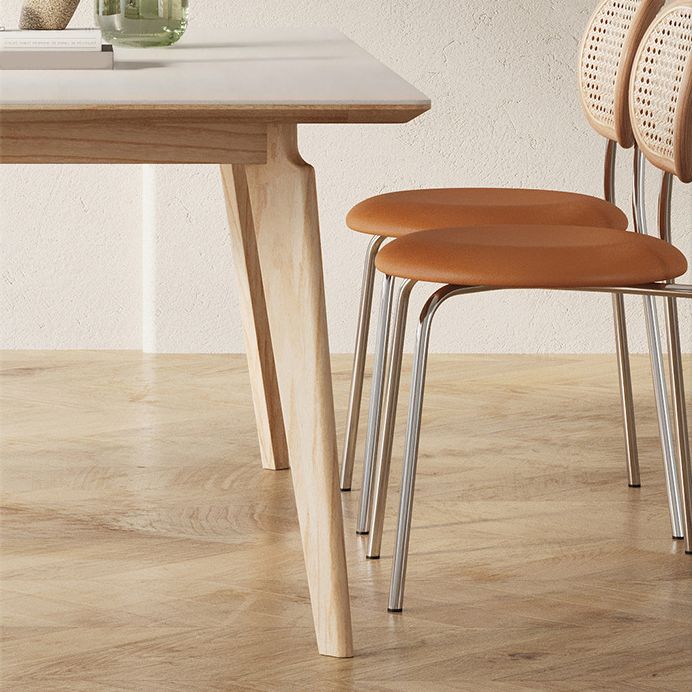 Modern 1/2/5/7 Pieces Dining Set Stone Rectangle Dining Table Set in White