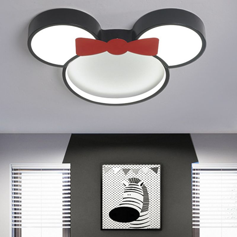 Acrylic Cartoon Mouse Ceiling Lamp Modern Simple LED Ceiling Mount Light in Black for Child Bedroom