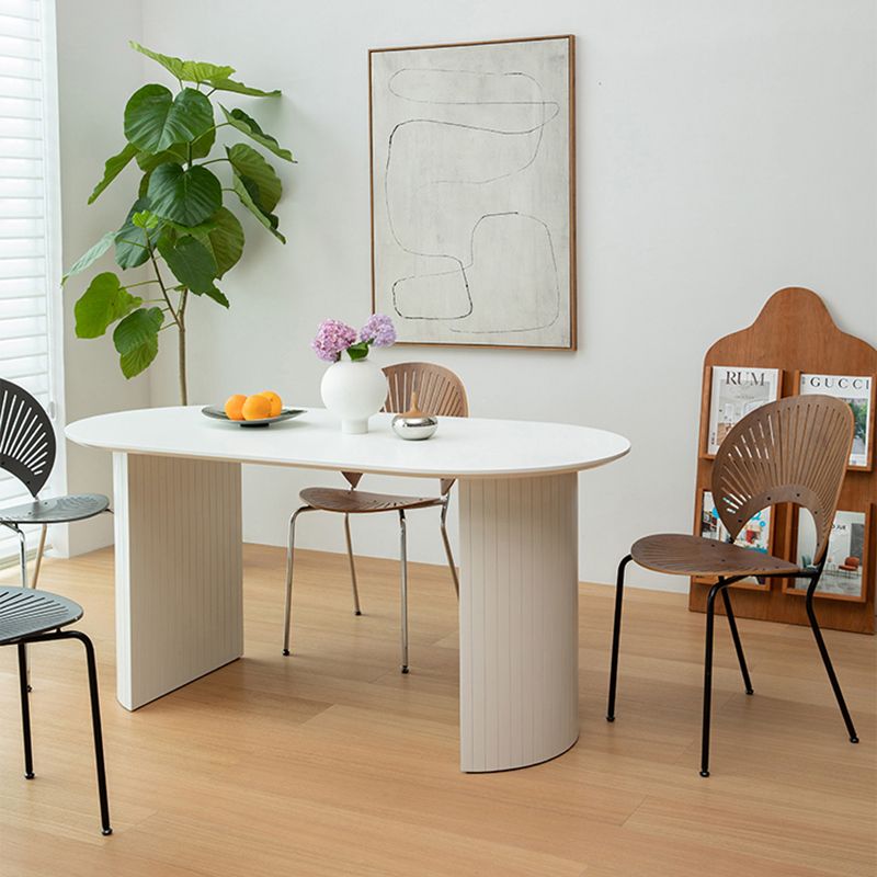 Modern Solid Wood Table for Restaurant Oval Kitchen Table with Double Pedestal