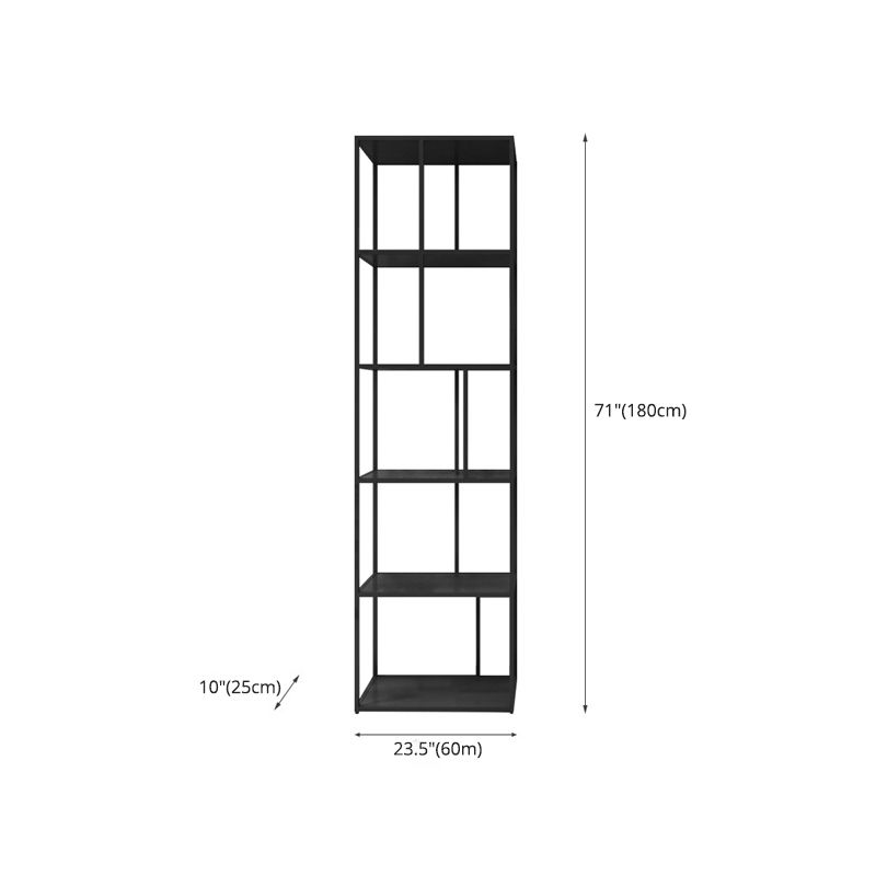 Industrial Style Metal Etagere Bookcase with Rectangular Shelves Bookcase