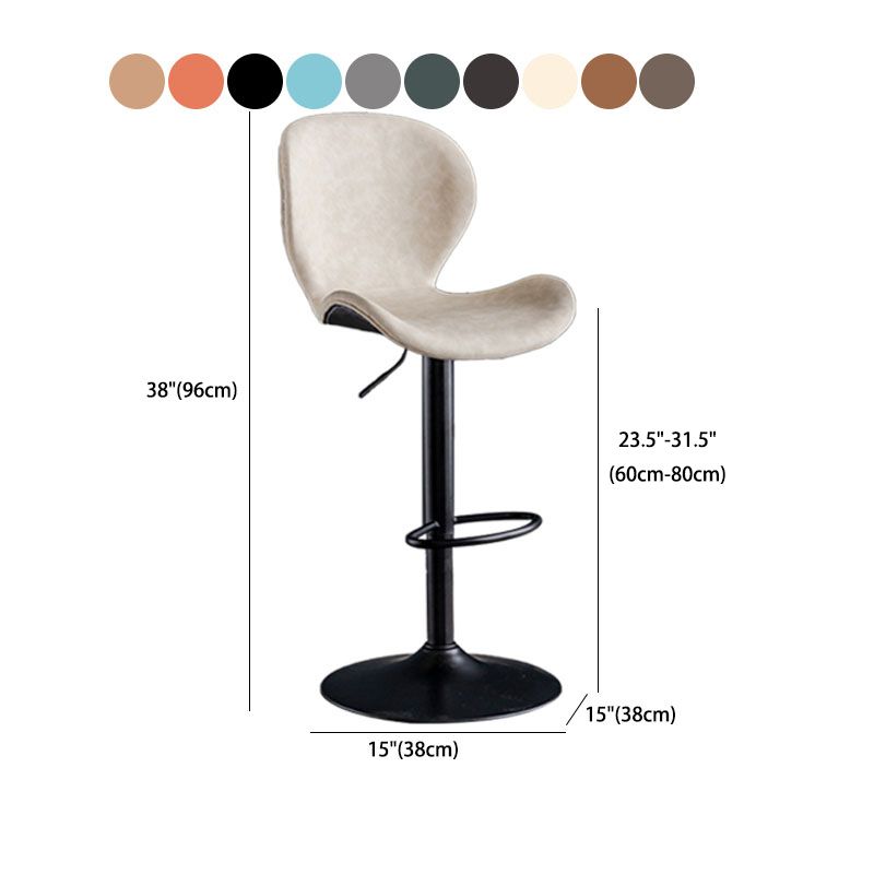 Scandinavian Metal Barstool Adjustable  PU Leather Barstools in Matte Finish for Indoor