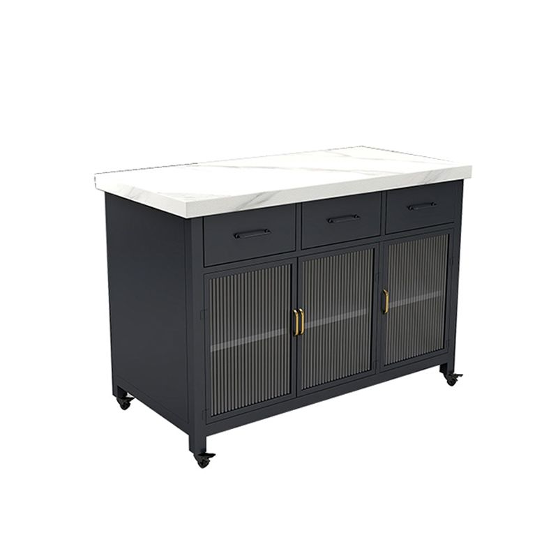 Faux Marble Contemporary Kitchen Island Cart for Dining Room