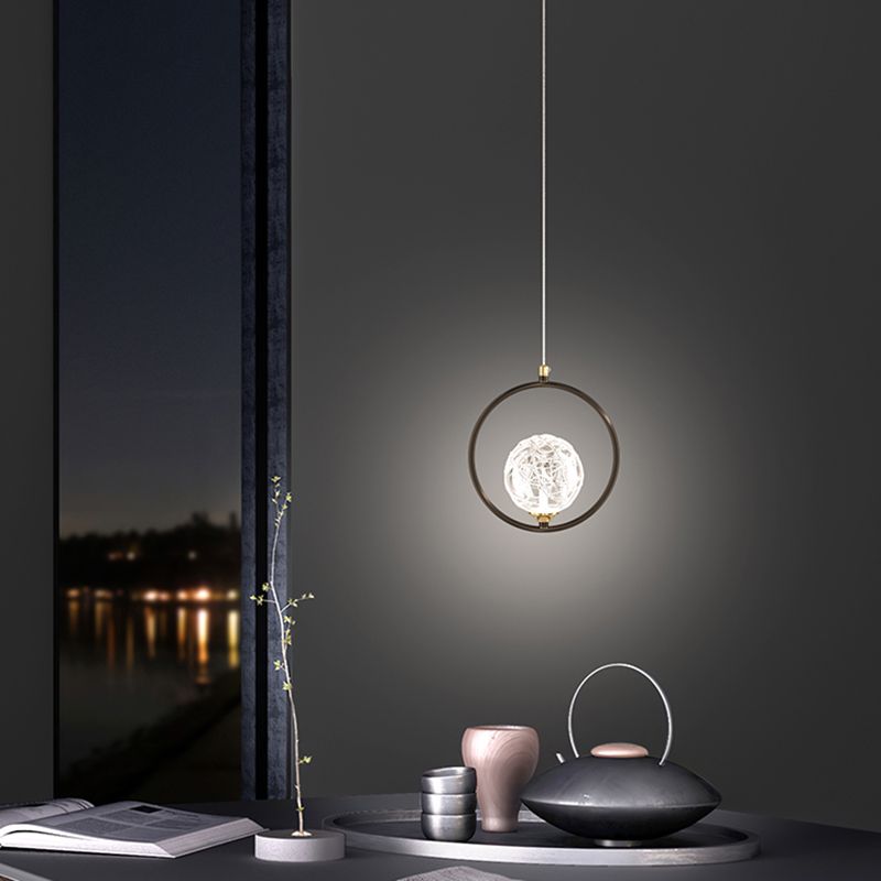 Strukturierte Kristallglaskugel Anhänger Einfachheit 1 Kopfpendel Licht für Schlafzimmer