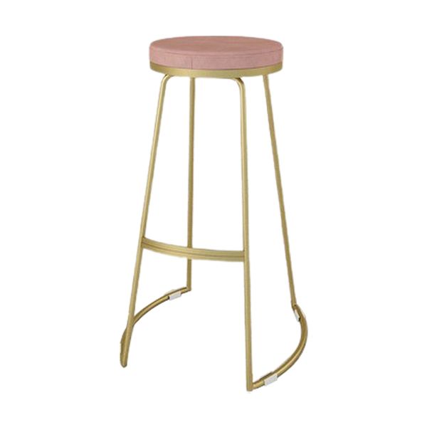Glam Metal Barstool Fabric Counter Stool with Gold Base in Matte Finish