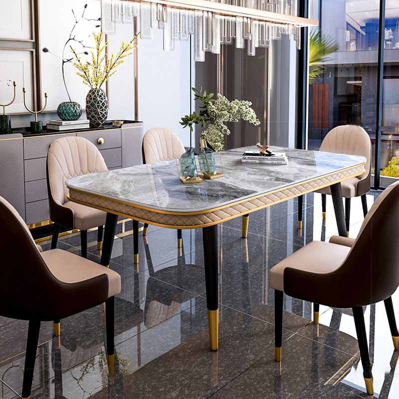 Mesa de comedor rectangular de lujo tradicional Mesa de piedra sinterizada con 4 patas