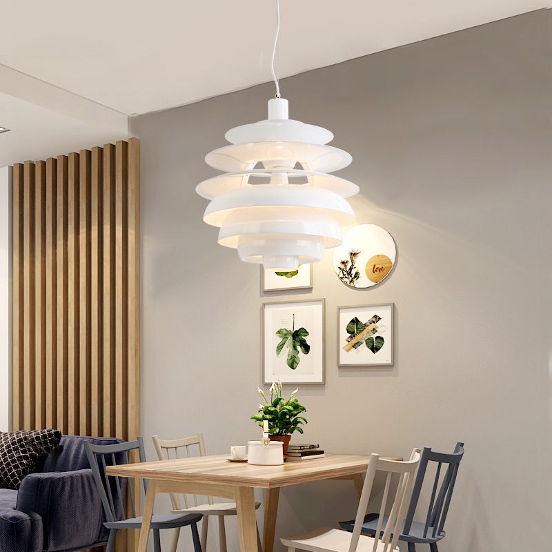 Pine Tree Shaped Creative Hanging Light Post-modern Style Aluminum Alloy Lighting Pendant in White
