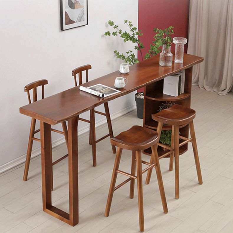 Modern Solid Wood Barstool Wood Restaurant Bar Stool with Pedal