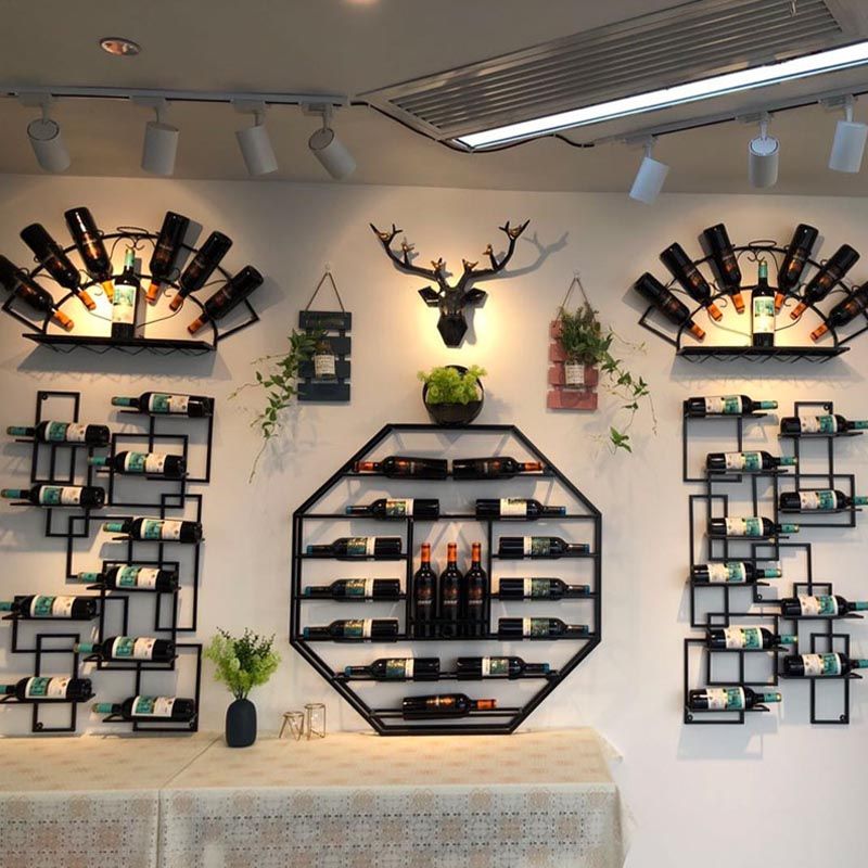 Industrial Wall Mounted Bottle Wine Rack Metal Wine Rack Bottle in Brass