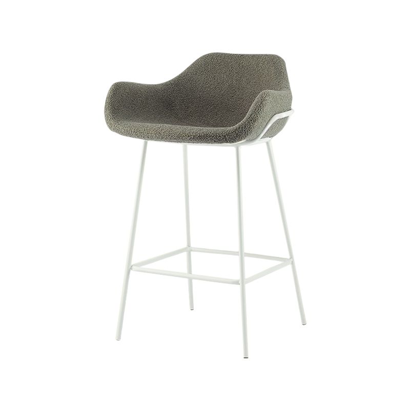 Scandinavian Upholstered Armed Bar Stool Matte Finish Footrest Home Stool