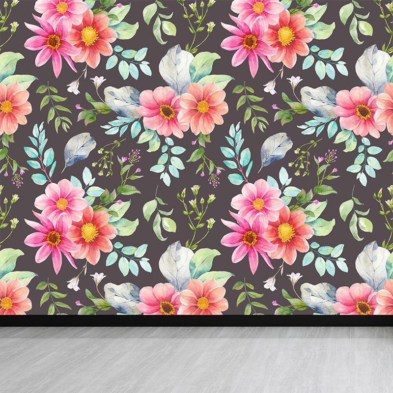 Modern Blossom Flower Print Mural Wallpaper Pastel Color Florentine Wall Covering