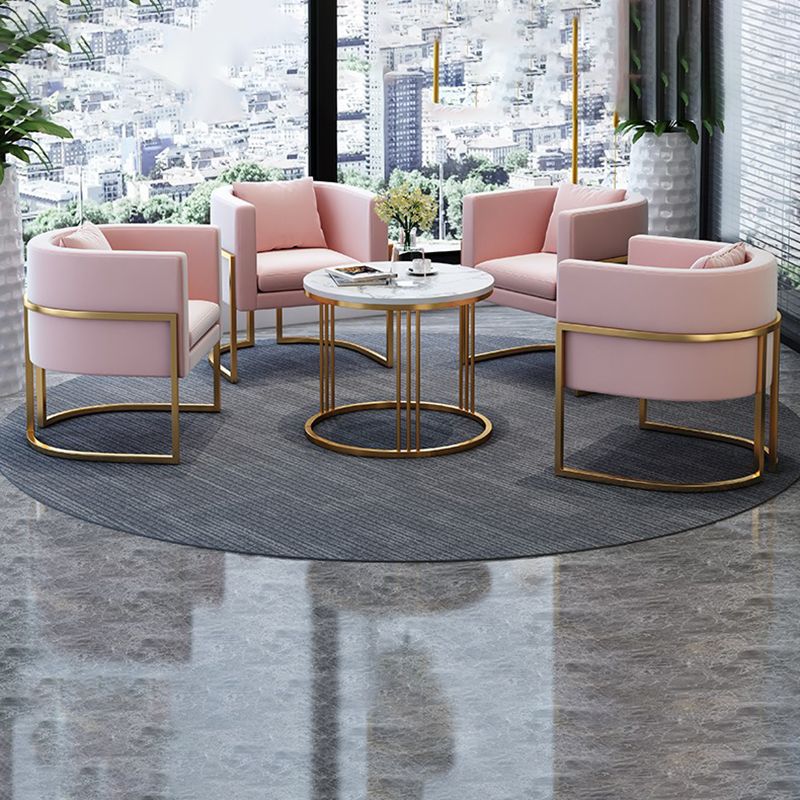 Parsons Arm Chair Leather Indoor Dining Chair with Gold Frame