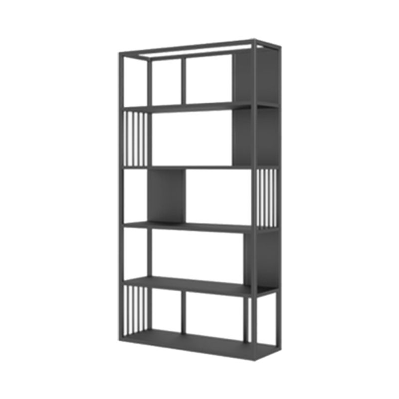 Industrial Metal Bookshelf Standard Black Open Back Bookcase with Shelves
