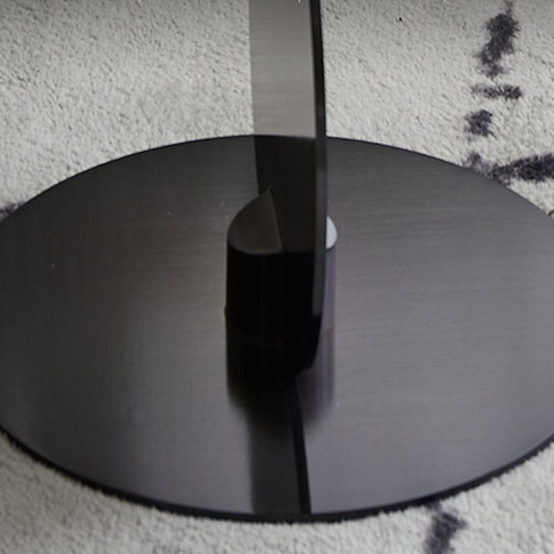 Contemporary Glass Round Top Side Table Metal Pedestal End Table