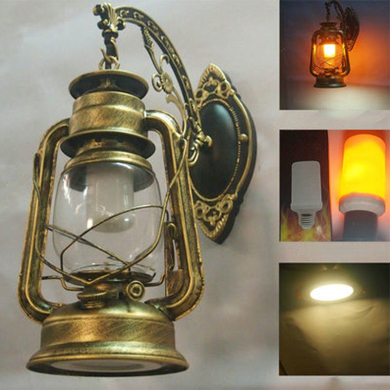 1 Light Wall Mount Lamp Industrial Style Clear Glass Kerosene Metal Wall Lighting Ideas
