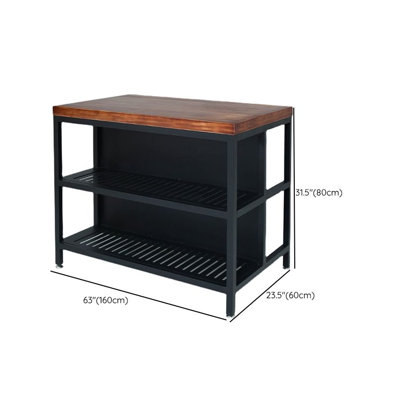 Industrial Stationary Kitchen Island Solid Wood Kitchen Island Table