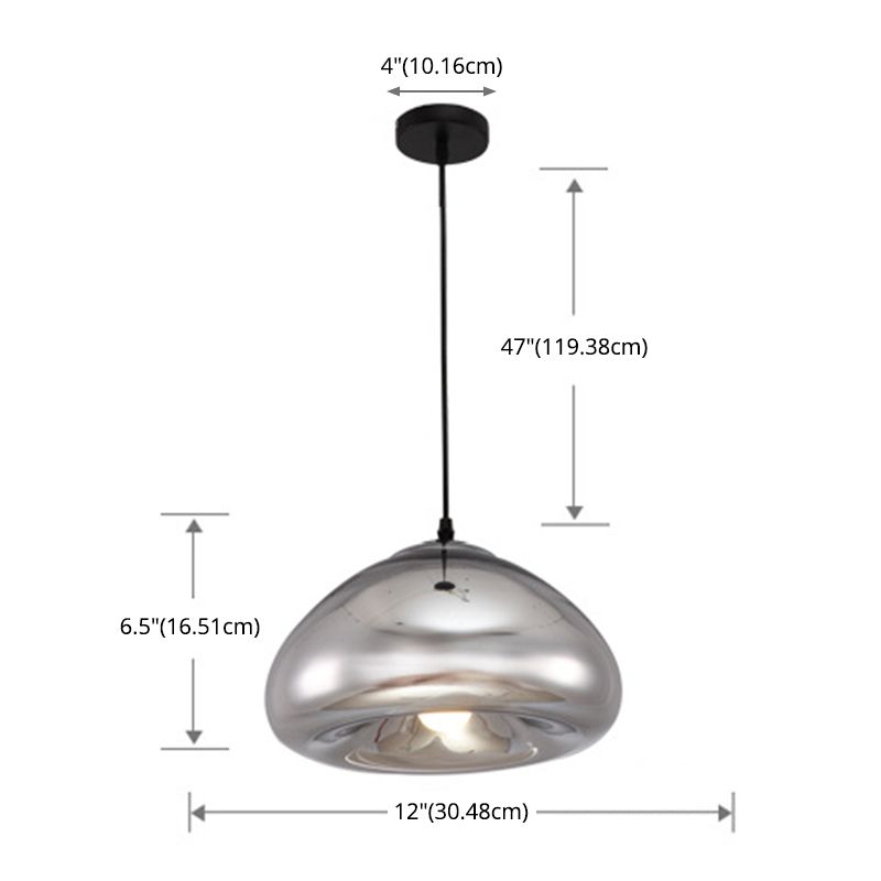 11.8" Wide Electroplating Mirror Glass Hanging Light Bread Shaped Modern Style Simplicity Lighting Pendant