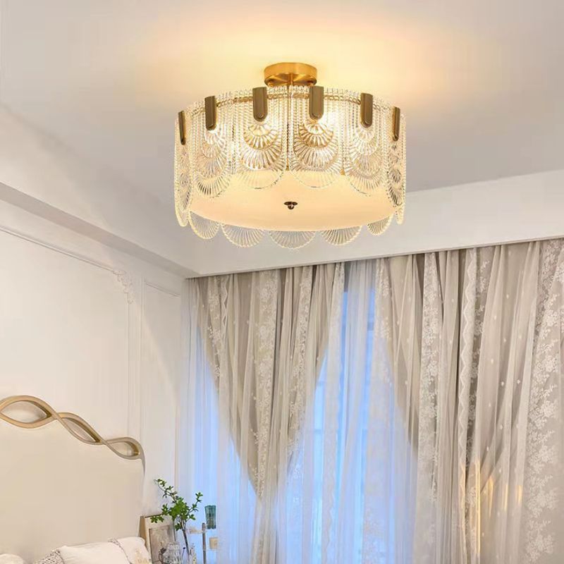 Modern Glass Ceiling Lamp Minimalist Flush Mount Light Fixture for Bedroom