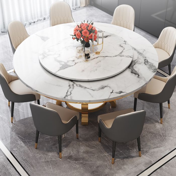 Metal Traditional Luxury Round Table Marble Top Table with Storage