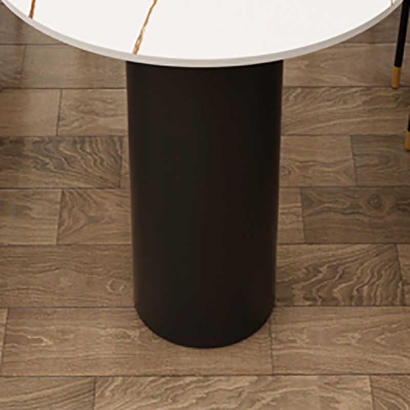 Mesa de comedor moderna de piedra y acero, mesa de comedor con pedestal doble, estructura negra