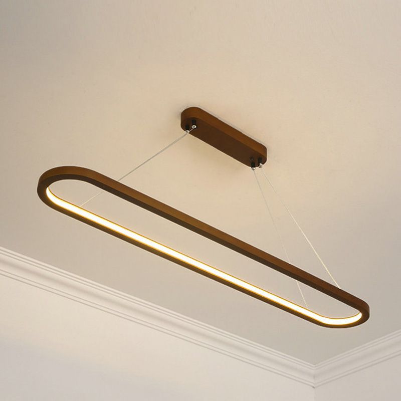 Oval Island Chandelier Lights Simplicity Wood Chandelier Lighting Fixtures for Restaurant