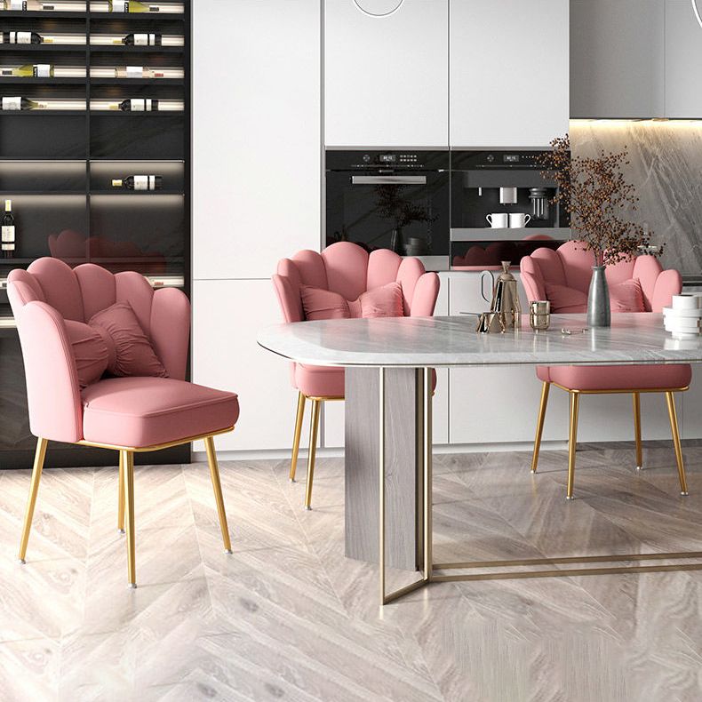 Chaise de salle à manger Glam, chaise à dossier solide de 21 po de large avec 4 pieds en métal pour la maison