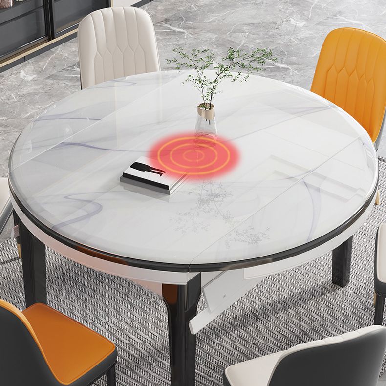 Modern Foldable Dining Set 1/7 Pieces White Dinette Set with Wooden Chairs