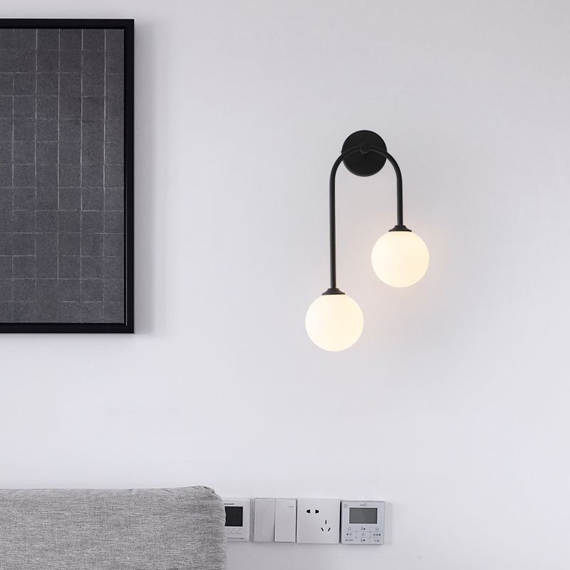 2-Light Golden/Black Contemporary Wall Mounted Sconce Iron Wall Light for Foyer