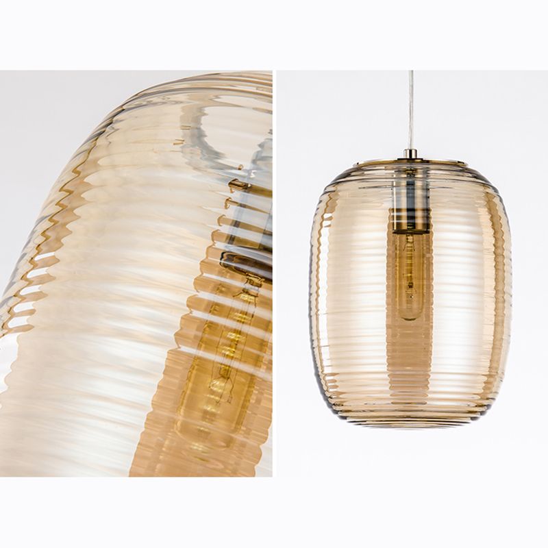 Luz colgante de vidrio de tambor de 11.8 "H