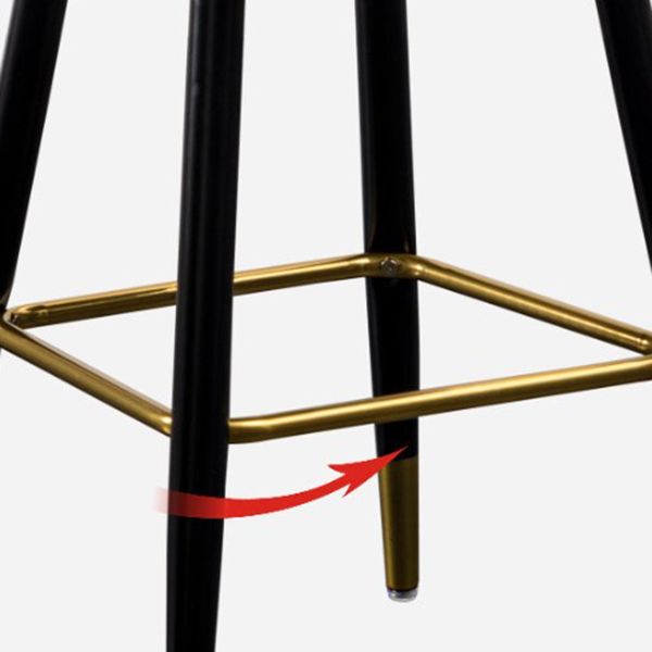 Flannel Seat Barstool Nordic Style Iron 4 Legs Bar Stool for Dining Room