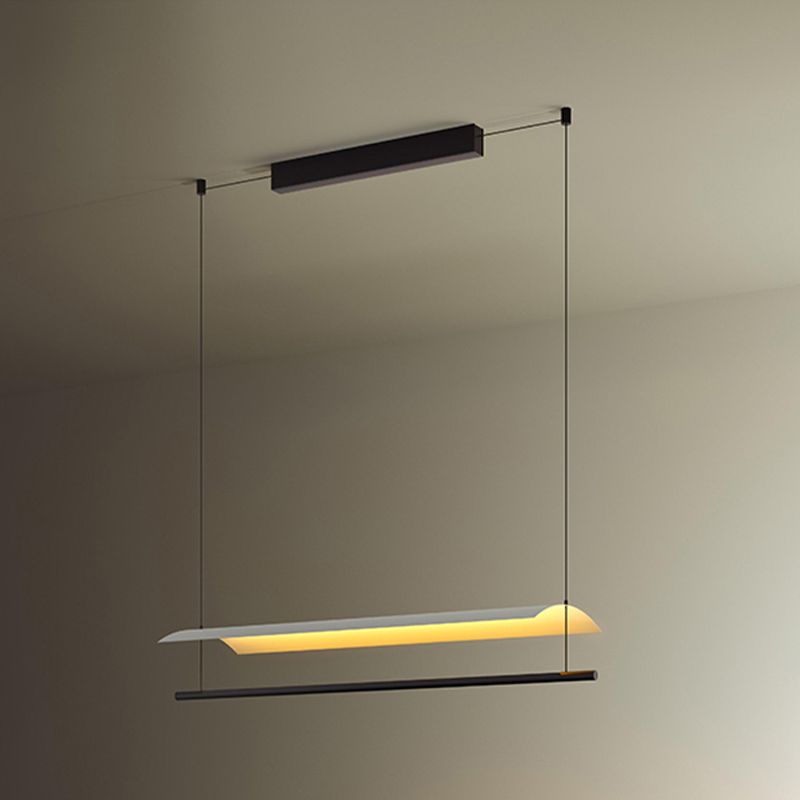 White Metal Island Light Fixture Modern 1-Light Geometry Restaurant LED Hanging Lamp