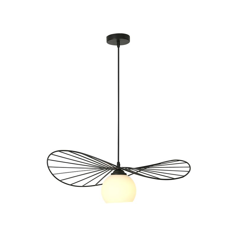 Pendentif en forme de chapeau en fil métallique minimaliste de 1 tête de tête de tête avec une teinte en verre pour le salon