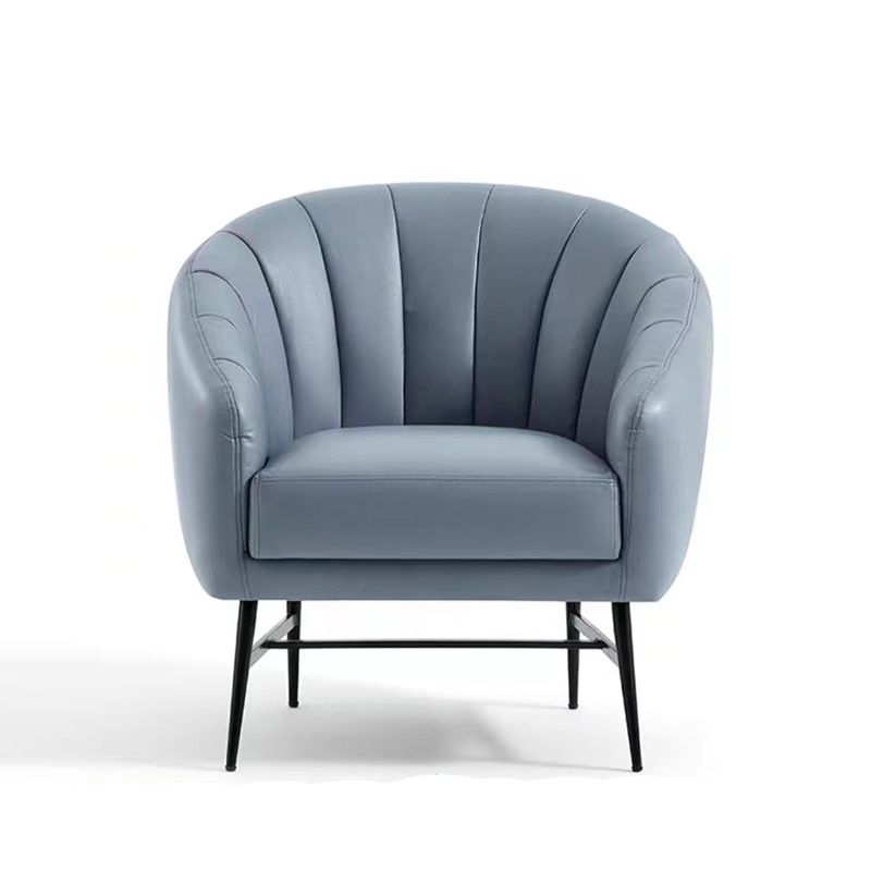 29.5" Wide Faux Leather Sewn Pillow Back Sponge Sloped Arms Barrel Chair