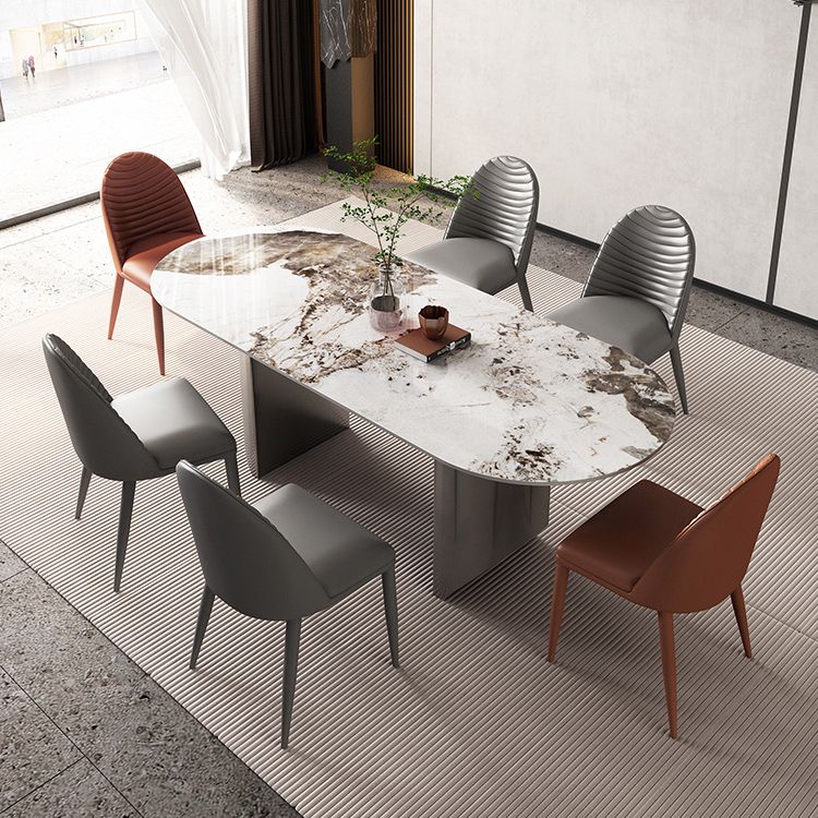 Luxury Sintered Stone Kitchen Home Fixed Double Pedestal Dining Table