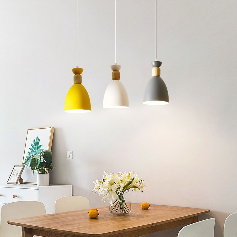 Bowl Shade Hanging Lighting Modern Macaron Style Metal 1 Light Hanging Lamping For Shop