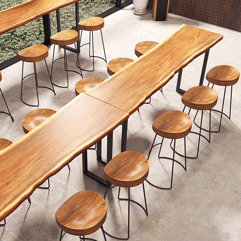 Industrial Rectangle Bar Table Solid Wood Bistro Bar Desk with Sled Base
