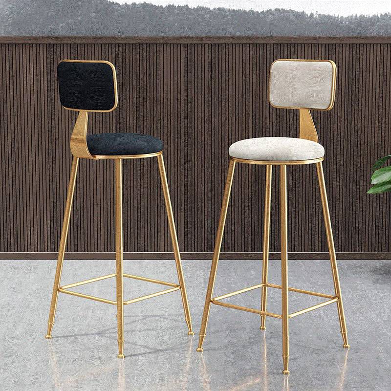 Glam Velvet Bar and Counter Stool Round Stool with 4 Gold Legs